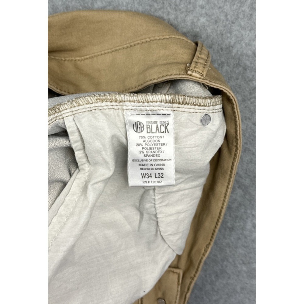 Vintage Genes Black Men's 5 Pocket Tan Pants Size 34x32 - Picture 8 of 8